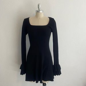 Long Sleeve Black Knit Dress with Sleeve Detail
